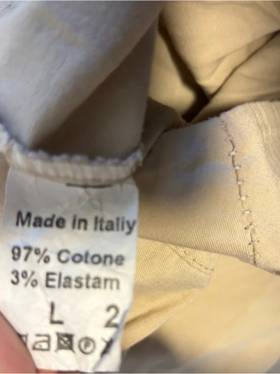 Made in Italy Cotton Cream Tan Khaki Exaggerated Puff Faux Harem Style Large - Picture 3 of 4